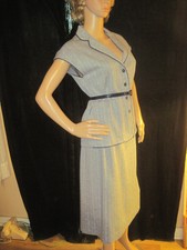 Vintage 1970's Gray Blue Brown Skirt Suit by Collegian Size Small 7/8