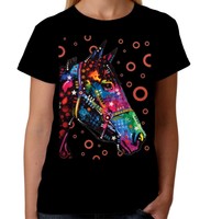 Velocitee Ladies Psychedelic Horse T-Shirt Super Cute Equine Riding A19045
