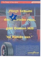 Goodyear Formel 1-Werbeanzeige Damon Hill 1995,top Rarität,Sammlerstück,