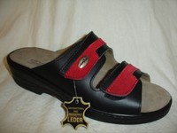 1720202 Sana Vital Damenschuhe Pantoletten lose Einlagen Leder schwarz-rot Gr.37