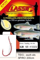 Classic Vorfachhaken Forelle gebundene Teighaken Angelhaken 50 cm 