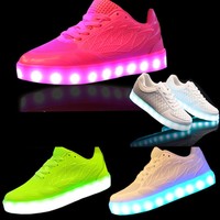 Damen Mädchen Leuchtschuhe LED Schuhe Farbwechsel leuchtende Sneaker Turnschuhe 