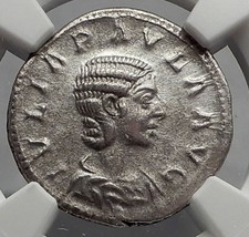 JULIA PAULA 220AD Rome Ancient Silver Roman Coin of Elagabalus NGC Ch XF i59978