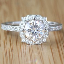 Moissanite engagement rings in sterling silver