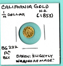 1853 San Fransico Ca. Pioneer Gold 25C Quarter Dollar Fractional Currency Unc-Bu