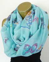 Loop Schal Schlauchschal Rundschal Sommer Herbst Schmetterlinge Blau