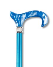Ladies Exquisite Blue Pearl Diamond Rhinestones Adjustable Folding Walking Cane
