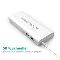 POWERBANK RAVPower Externer Akku 10400mAh ★ USB Ladegerät alle Geräte Weiß