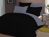  5 tlg Bettwäsche Wendebettwäsche Baumwolle 200 x 200 cm Grau - Schwarz TOP!