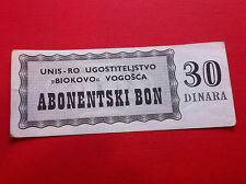 Extra Rarre-Local Note- Bosnia- 30 Dinara 1990s bons, Unis- Biokovo- VogoŠĆA !