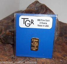 Gold 2 Grams Gr G 24K Pure Tgr Premium Bullion Bar 999.9 Fine Certified Ingot* !