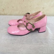 True Vintage 1960 1970 Pink Qualicraft Block Heel Gold Buckle Shoes - 6B #P50