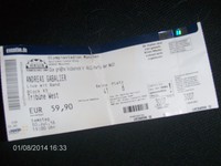 altes Ticket vom Konzert Andreas Gabalier Olympiastadion München am 30.07.16