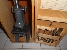 Vintage HARPERS 4 TURRETS MICROSCOPE in original WOODEN BOX