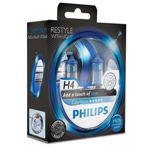 PHILIPS H4/9003/HB2 P43T ColorVision in blue +60% 55W 12V 12342CVPBS2 (2 bulbs)