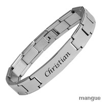 Armband Edelstahl mit Diamantgravur 21 cm - Gravur nach Wahl - Damen/Herren NEU