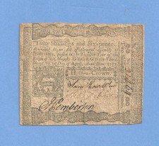 1772 Pennsylvania 2 Shillings 6 Pence Colonial Currency Solid Details Very Fine