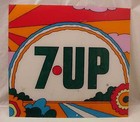 RARE PSYCHEDELIC 7-UP PETER MAX STYLE REVERSE PAINTED PLASTIC SIGN LARGE
