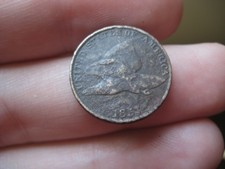 1857 Flying Eagle Penny Cent- Vg/Fine Details, Metal Detector Find?
