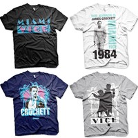 Miami Vice 80s Retro Tv Serie Sonny Crockett Ricardo Tubbs T-Shirt Männer Men