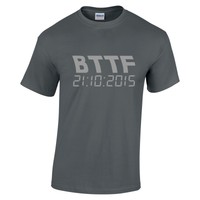 Zurück In Die Zukunft Inspiriert t-shirt BTTF 21:10:2015 Dunkelgrau Silber text