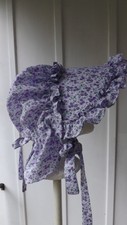 Ozark Bonnets Made From Vintage Pattern" White With Lavender Floral"