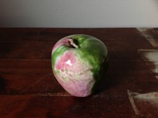 Green Violet Apple with Rattle Inside Glazed Decoration Handcrafted Artisan