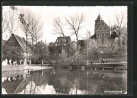 alte AK Stuttgart-Rohr, Ortspartie am Teich 1959 