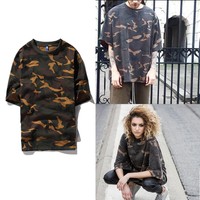 Mode Herren Hip Hop T-shirt Freizeit Kurzarm Shirt Kanye West Style Hemd Tops