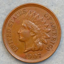 1907 Indian Head Cent Penny Very Nice Old Coin Bold Liberty Fast S&H 248