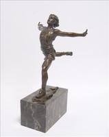 Bronze Statue Figur Skulptur Bronzefigur Läufer am Ziel auf Marmorsockel H:28cm