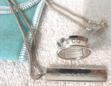 TIFFANY & CO. FRANCE Ring & Bar Pendant Necklace *Set* STERLING SILVER 925