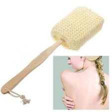Natural Sisal Long Handle Body Back Brush Shower Sponge Spa Scrub Bath Scrubber
