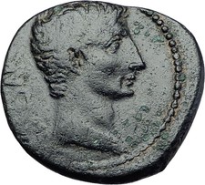 AUGUSTUS 25BC Asian Possibly Ephesus Authentic Ancient Roman Coin Wreath i58040