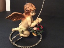 Vintage Cherub Angel carrying basket of Flowers Christmas Tree Ornament