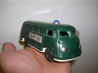 VINTAGE Plastic TOY - VW Bulli Bus T1 "Polizei Service" 14cm - 50er/60er Jahre