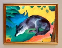 BLAUER REITER FRANZ MARC BLAUSCHWARZER FUCHS 1911 AUF LEINWAND 37 IM GOLDRAHMEN