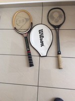 2 Squashschläger Dunlop Davis Cup + Schlägerhaube und Squash ACE Alu Pro 