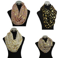 Dünner Loop Totenkopf Schal Skull gold