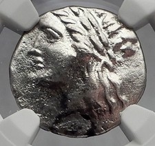 MILETOS in IONIA 250BC Apollo Lion Ancient Silver Greek Drachm Coin NGC i59956