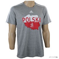 Adidas Herren Polen Fan T-Shirt grau Fußball Polska Fan Shirt WM/EM 