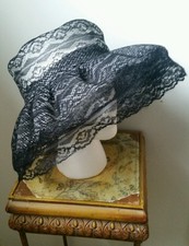 Beautiful! Vintage Women's hat Black lace size L