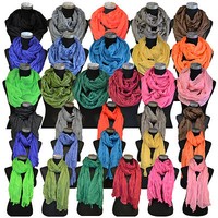 Crinkle Loop Rundschal  Halstuch Viskose Unifarbe 180 x 70 Frühling Sommer Schal