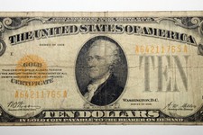 One 1928 $10 Us Small Size Gold Certificate Grading Fine (A64211765A)
