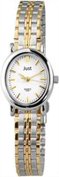 JUST DAMEN UHR WEIß SILBER GOLD BICOLOR EDELSTAHL ARMBANDUHR WATCH 48-S3888BC-WH