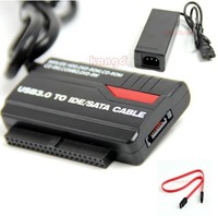 USB 3.0 to 2.5" 3.5" HDD Hard Drive SATA IDE Adapter Converter + Power Cable OTB