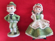 Lot of 2 - Vintage Lefton Irish St. Patricks Lass Lad 3 1/4" Figurines Kw 4461