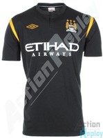Herren Manchester City 2009/10 Offizieler Auswärts Fußball Trikot Schwarz Größe