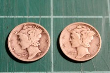 1939 & 1939 D Silver Mercury Dimes (2) Fine lot # 004