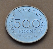 1992 500 Silver Forint Coin (Toning)